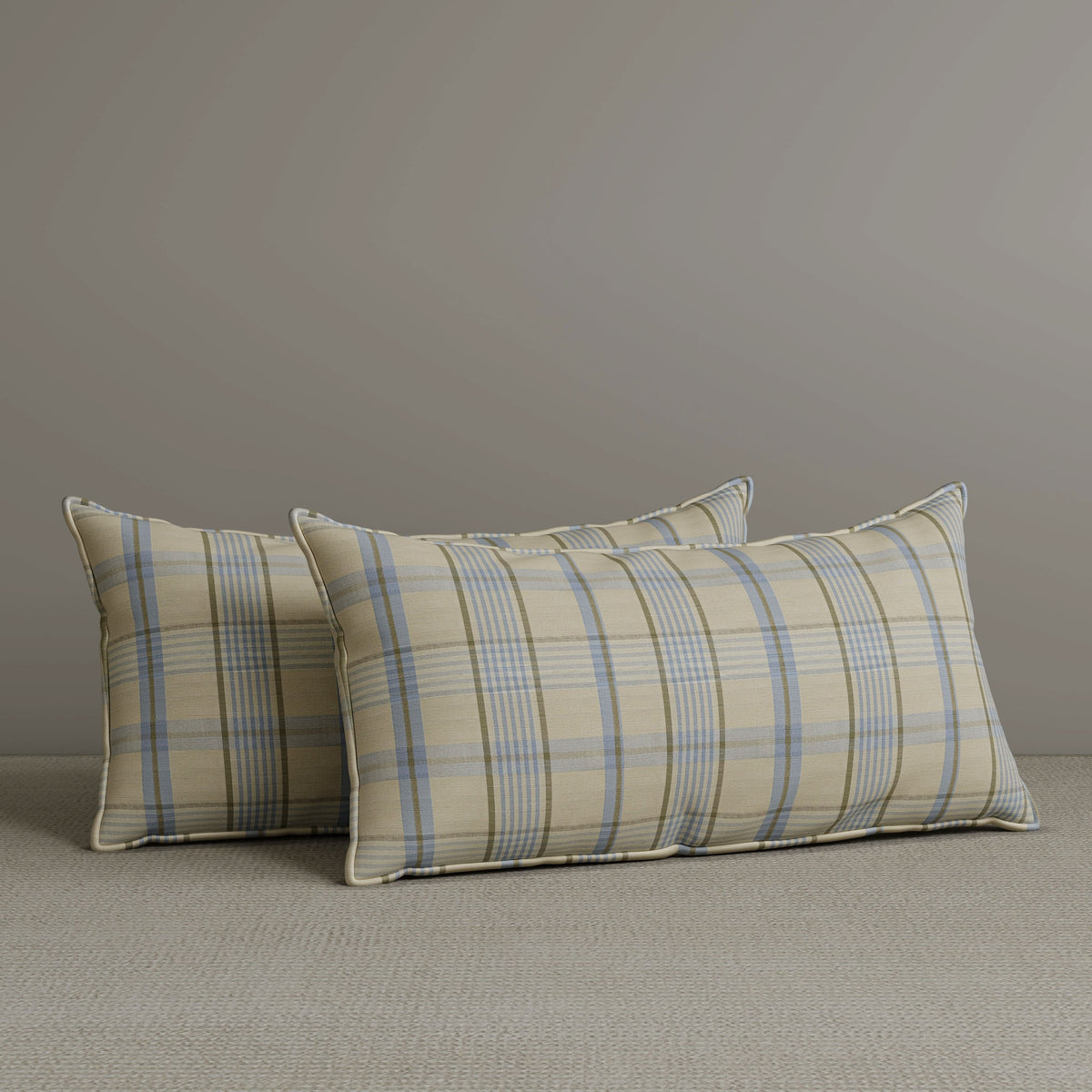 Exclusive Waist Cushion in Sky Blue Checkered Cotton Linen, 56*27*12 CM Cottonfy UK 2 PCS In Stock 