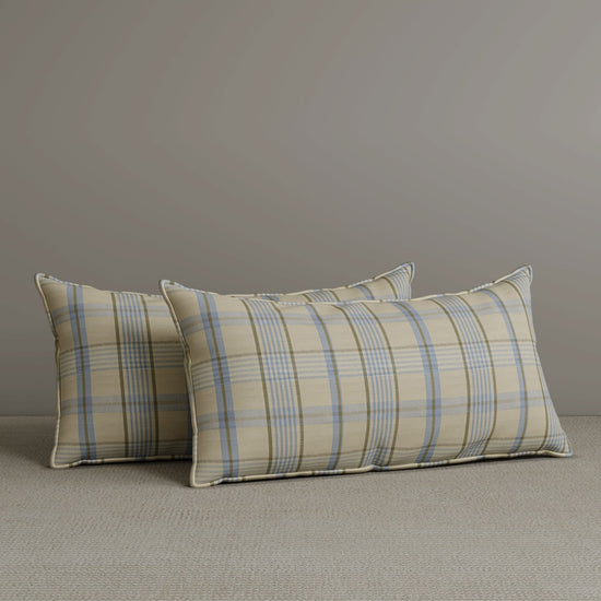 Exclusive Waist Cushion in Sky Blue Checkered Cotton Linen, 56*27*12 CM Cottonfy UK 2 PCS In Stock 