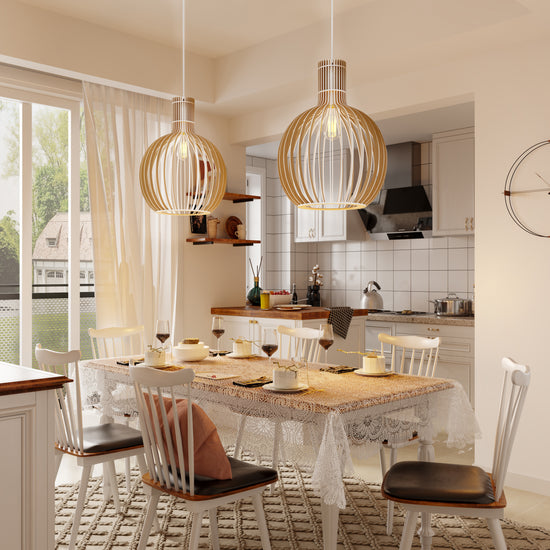 Shadome-Scandinavian LED Wooden Birdcage Pendant Light