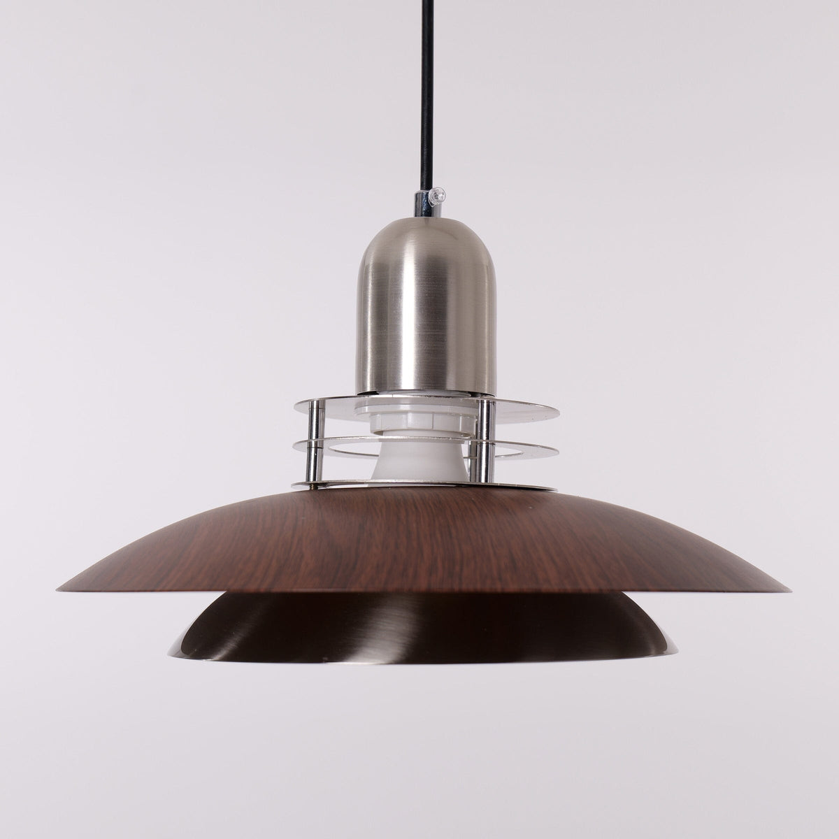 3-light walnut iron bar pendant over a kitchen island
