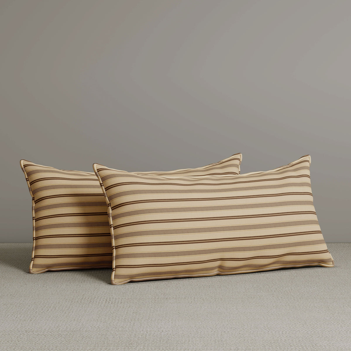 Exclusive Waist Cushion in Cocoa Striped Cotton Linen, 56*27*12 CM Cottonfy UK 2 PCS In Stock 