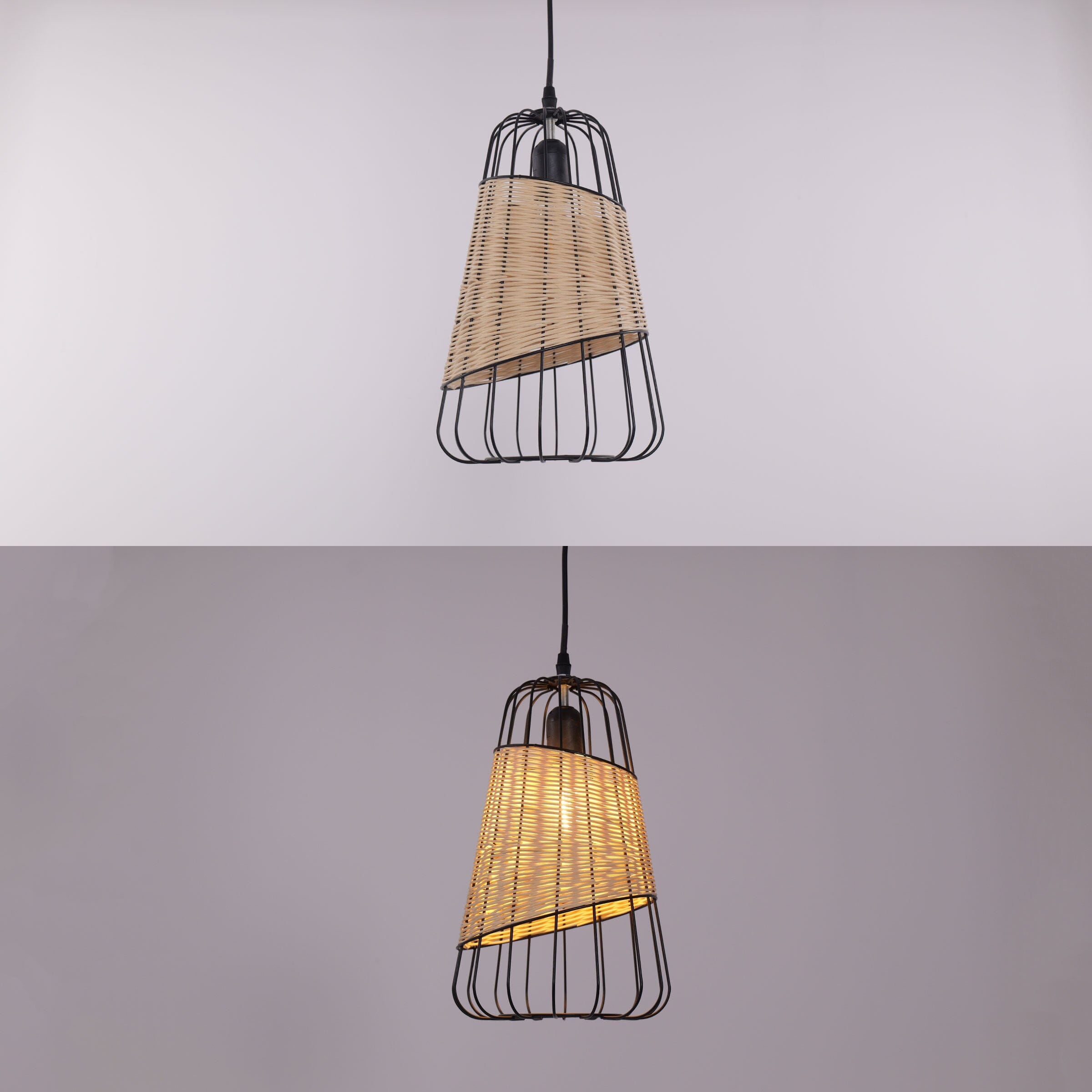 Living Nest UK Lantern-Inspired Rattan Ceiling Light for Cozy Natural Elegance Living Nest UK