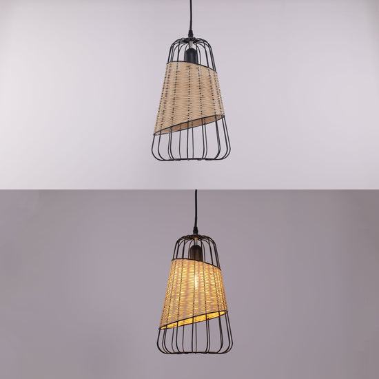 Living Nest UK Lantern-Inspired Rattan Ceiling Light for Cozy Natural Elegance Living Nest UK