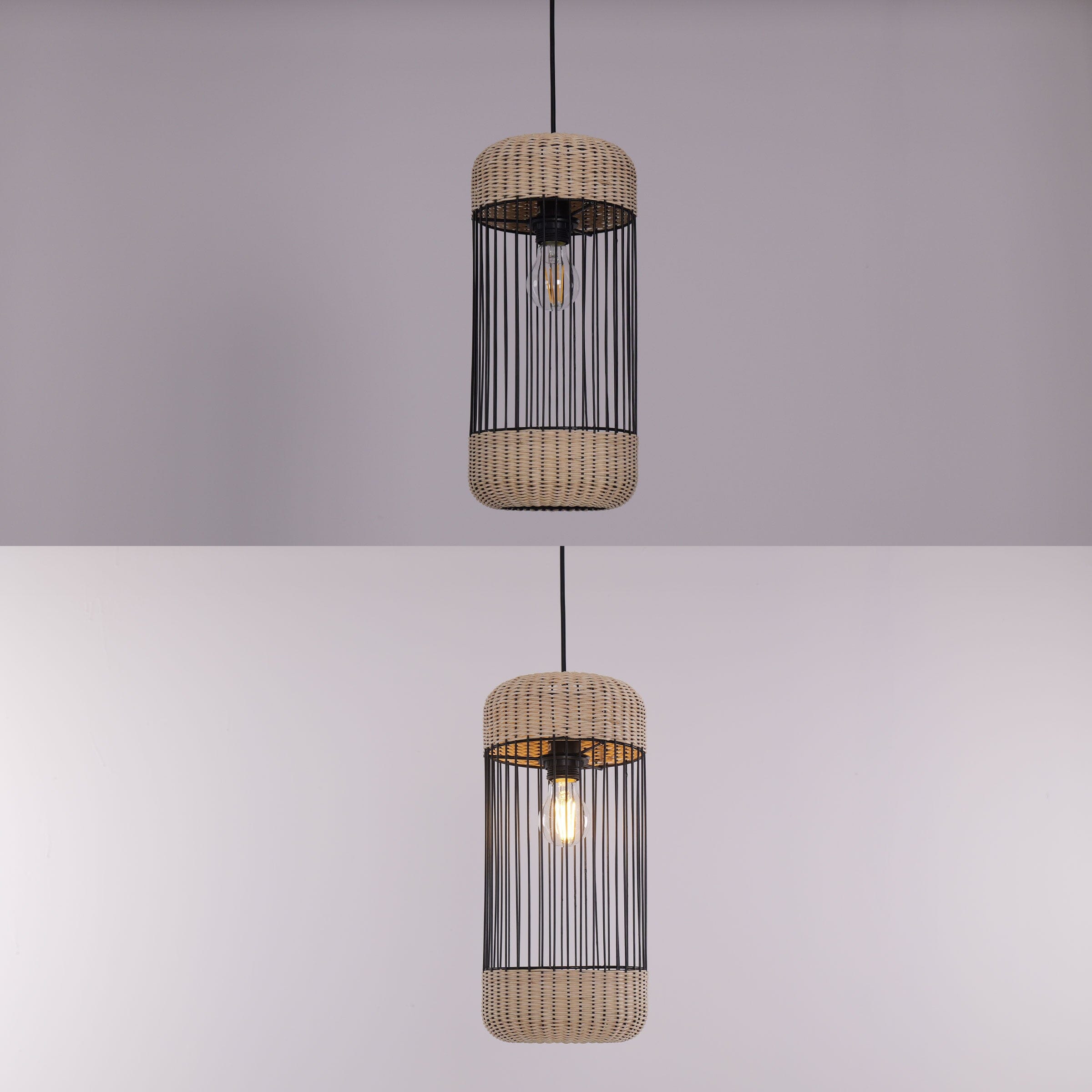 Lightsin Cylinder-Inspired Rattan Pendant Light for Warm Natural Elegance Lightsin UK 