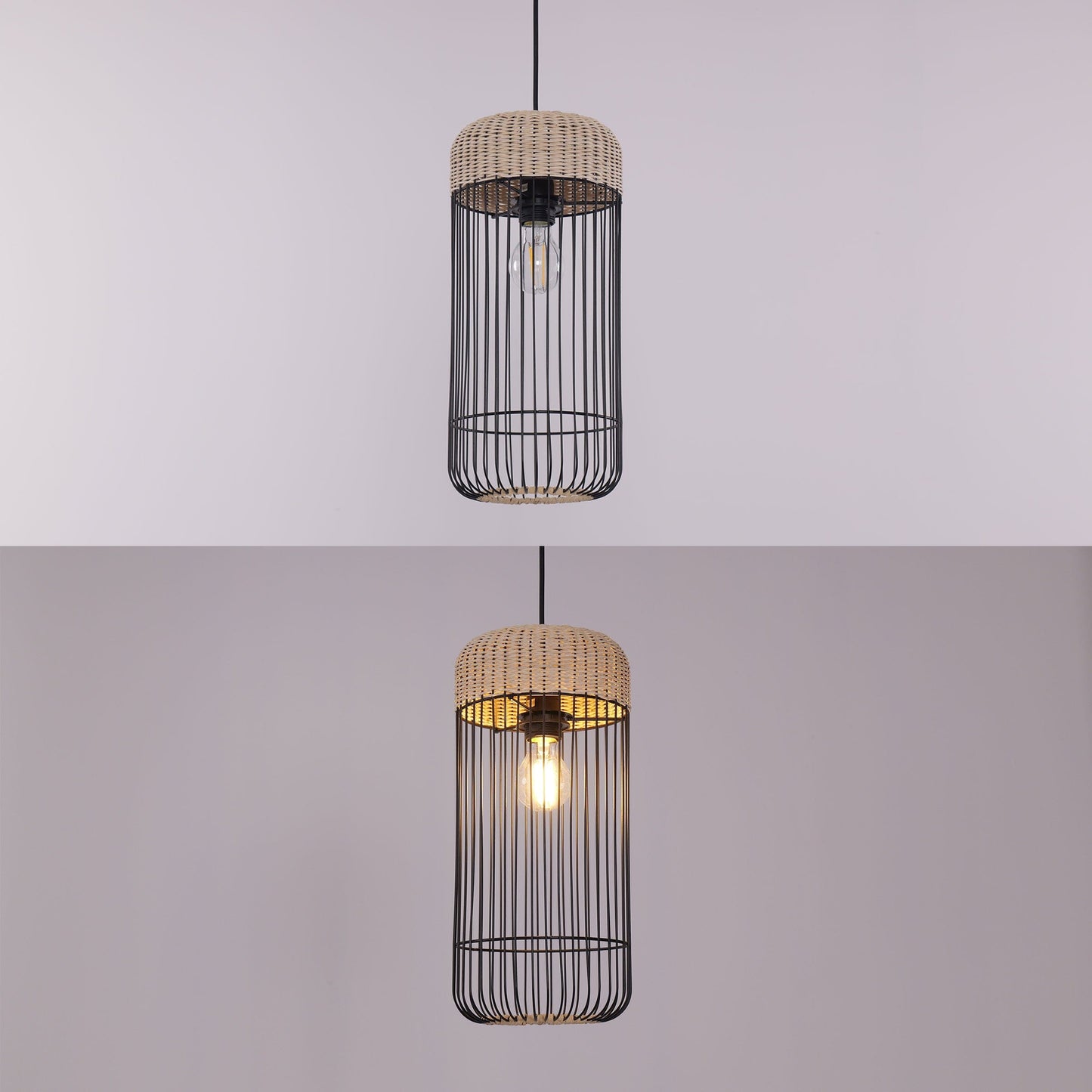 Lightsin Woven Rattan Cylinder Pendant Light for Warm and Inviting Spaces Lightsin UK 