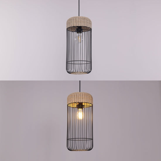 Lightsin Woven Rattan Cylinder Pendant Light for Warm and Inviting Spaces Lightsin UK 