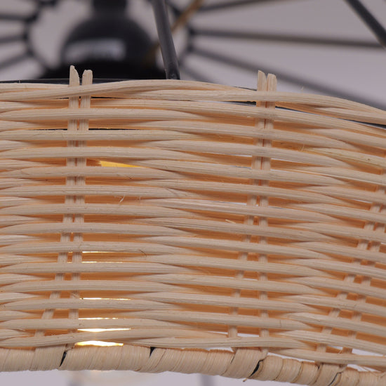 Rustic Dining Room Woven Rattan Paper Rope Iron Chandelier for Kitchen Aisle Reading Corner Living and Home
