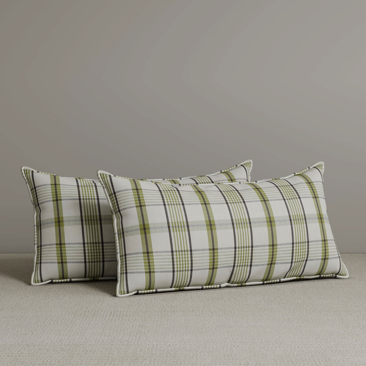 Exclusive Waist Cushion in Moss Green Checkered Cotton Linen, 56*27*12 CM Cottonfy UK 2 PCS In Stock 