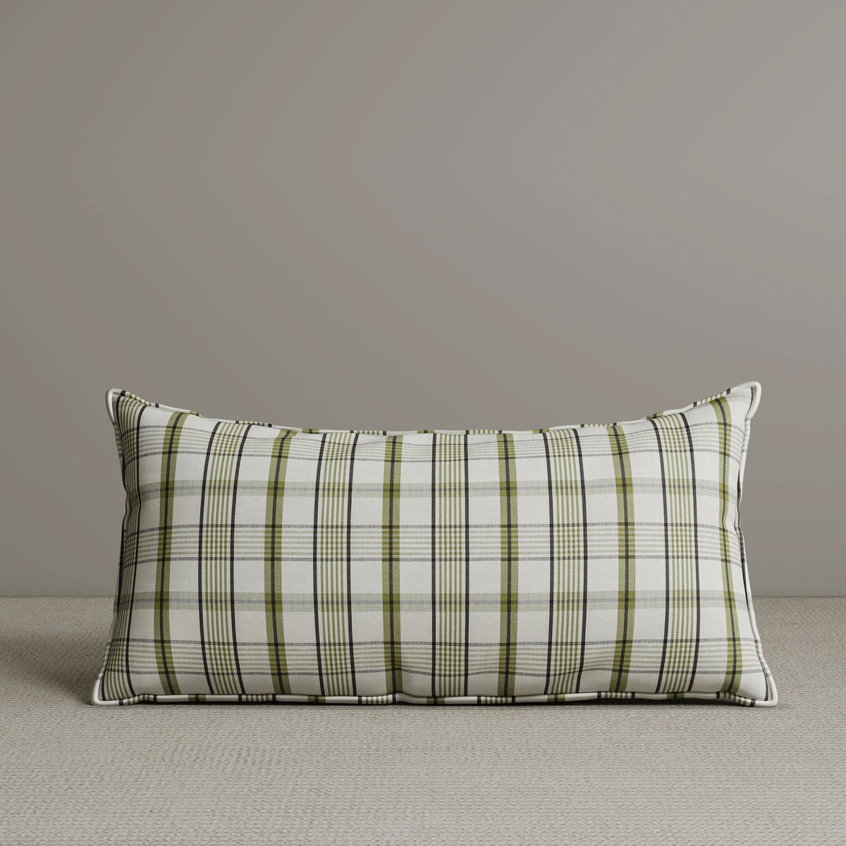 Exclusive Waist Cushion in Moss Green Checkered Cotton Linen, 56*27*12 CM Cottonfy UK 1 PC In Stock 