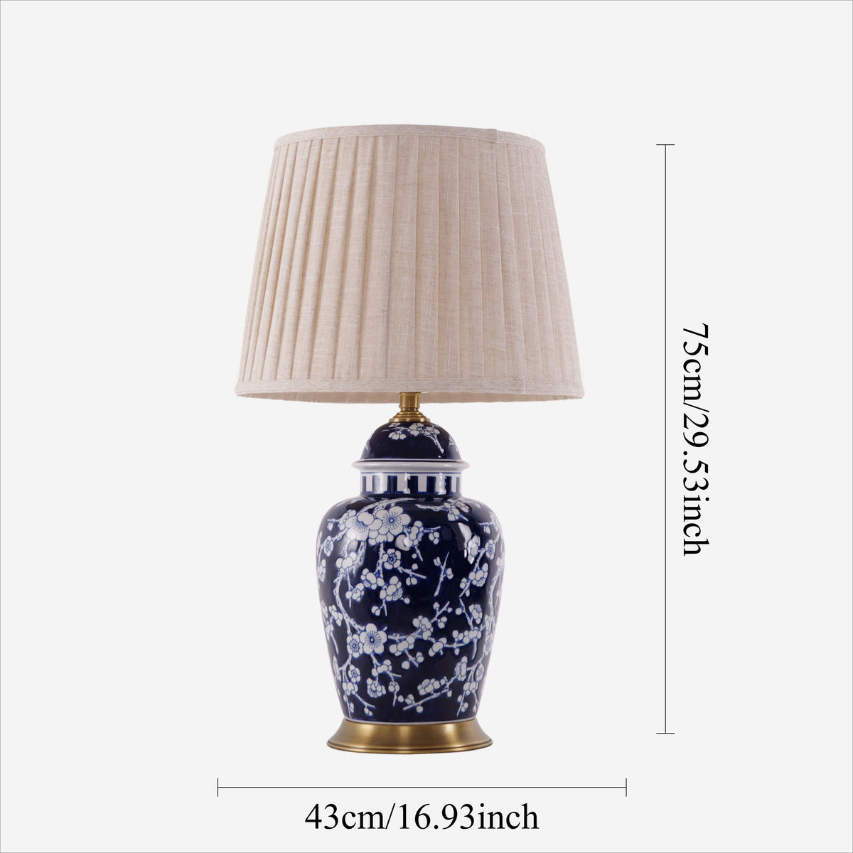 Living Nest UK Vintage Desk Lamp Ceramic Floral Design with Brass Base and Fabric Shade Living Nest UK