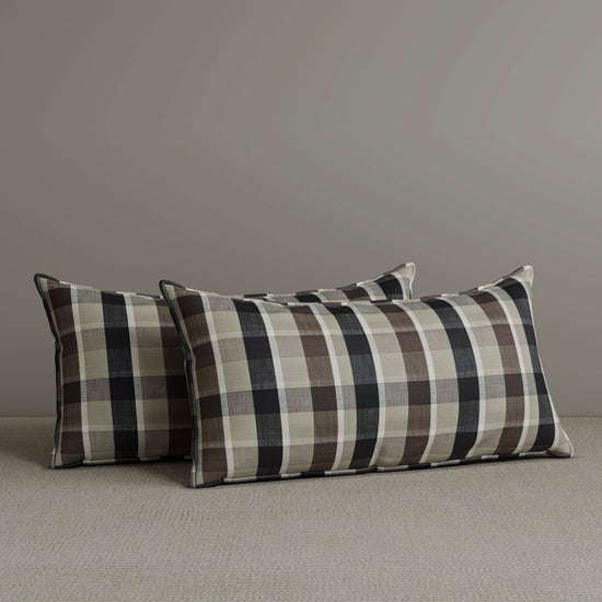 Exclusive Waist Cushion in Mocha Brown Checkered Cotton Linen, 56*27*12 CM Cottonfy UK 2 PCS In Stock 