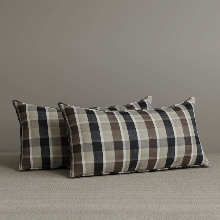 Exclusive Waist Cushion in Mocha Brown Checkered Cotton Linen, 56*27*12 CM Cottonfy UK 2 PCS In Stock 