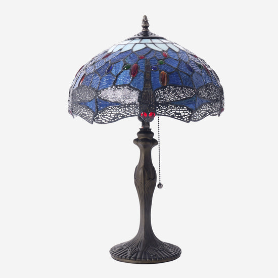 Tiffany Table Lamp | Handcrafted Stained Glass Dragonfly Series
