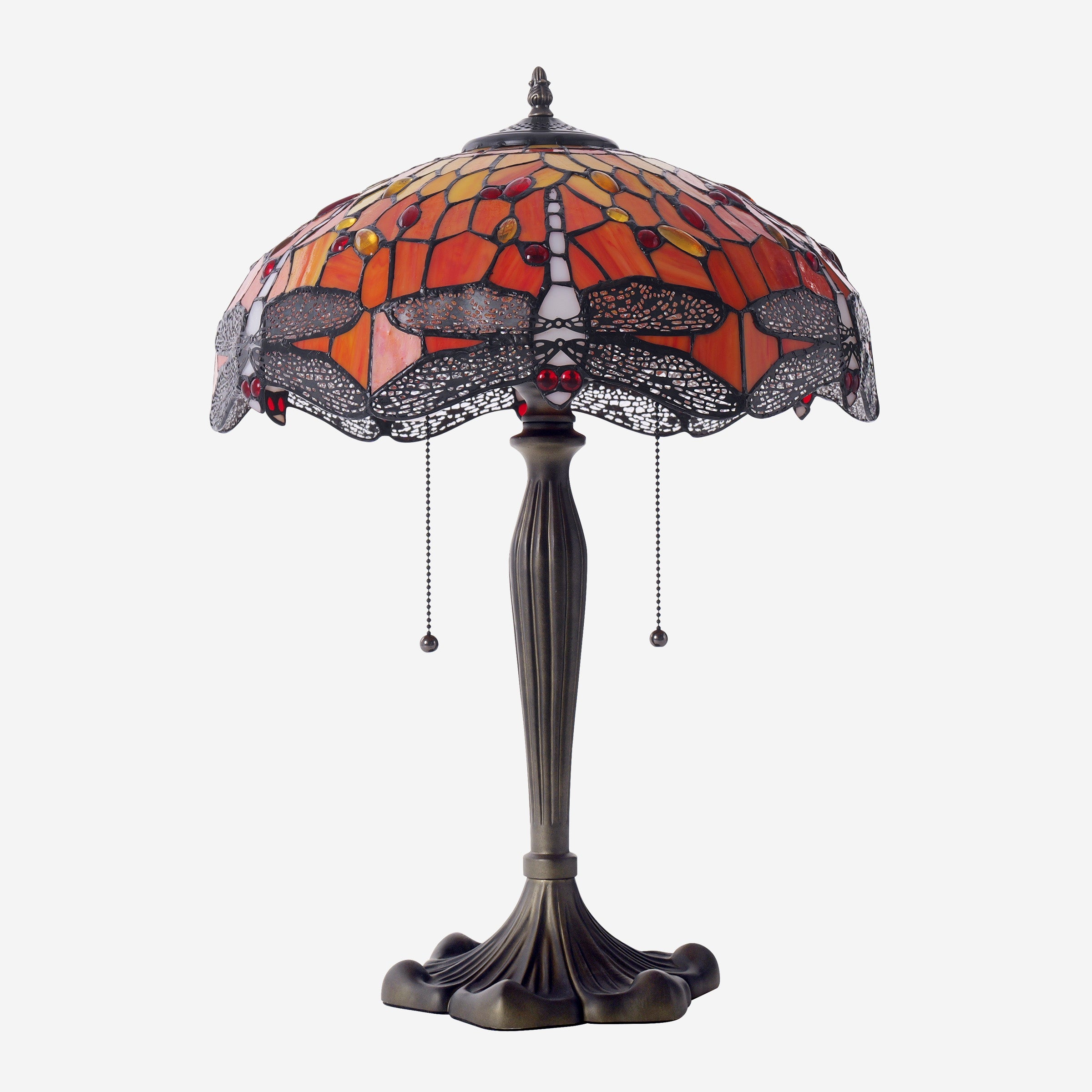 Tiffany Table Lamp | Handcrafted Stained Glass Dragonfly Series