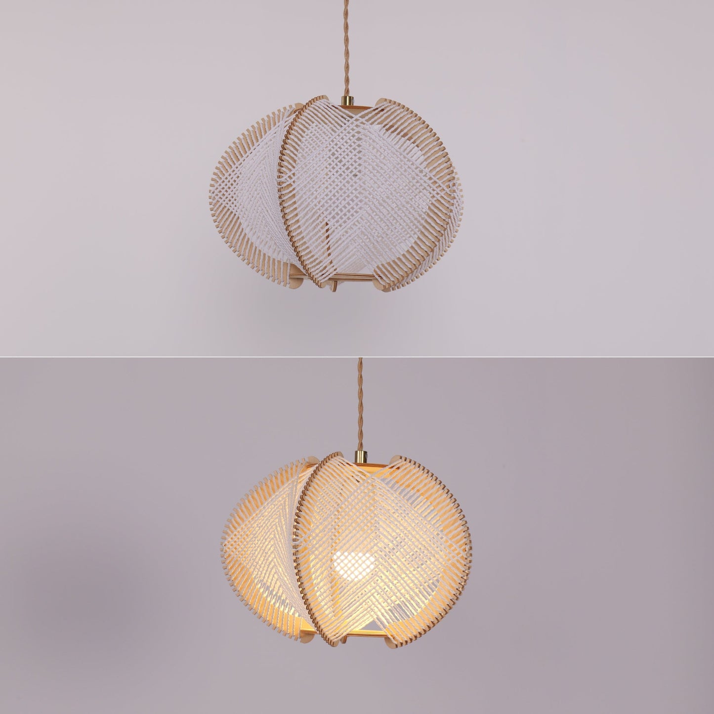 Living Nest UK Rustic Elegance with Paper Rope and Wood Pendant Light Living Nest UK