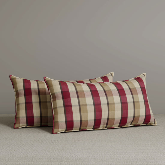 Exclusive Waist Cushion in Red Checkered Cotton Linen, 56*27*12 CM Cottonfy UK 2 PCS In Stock 