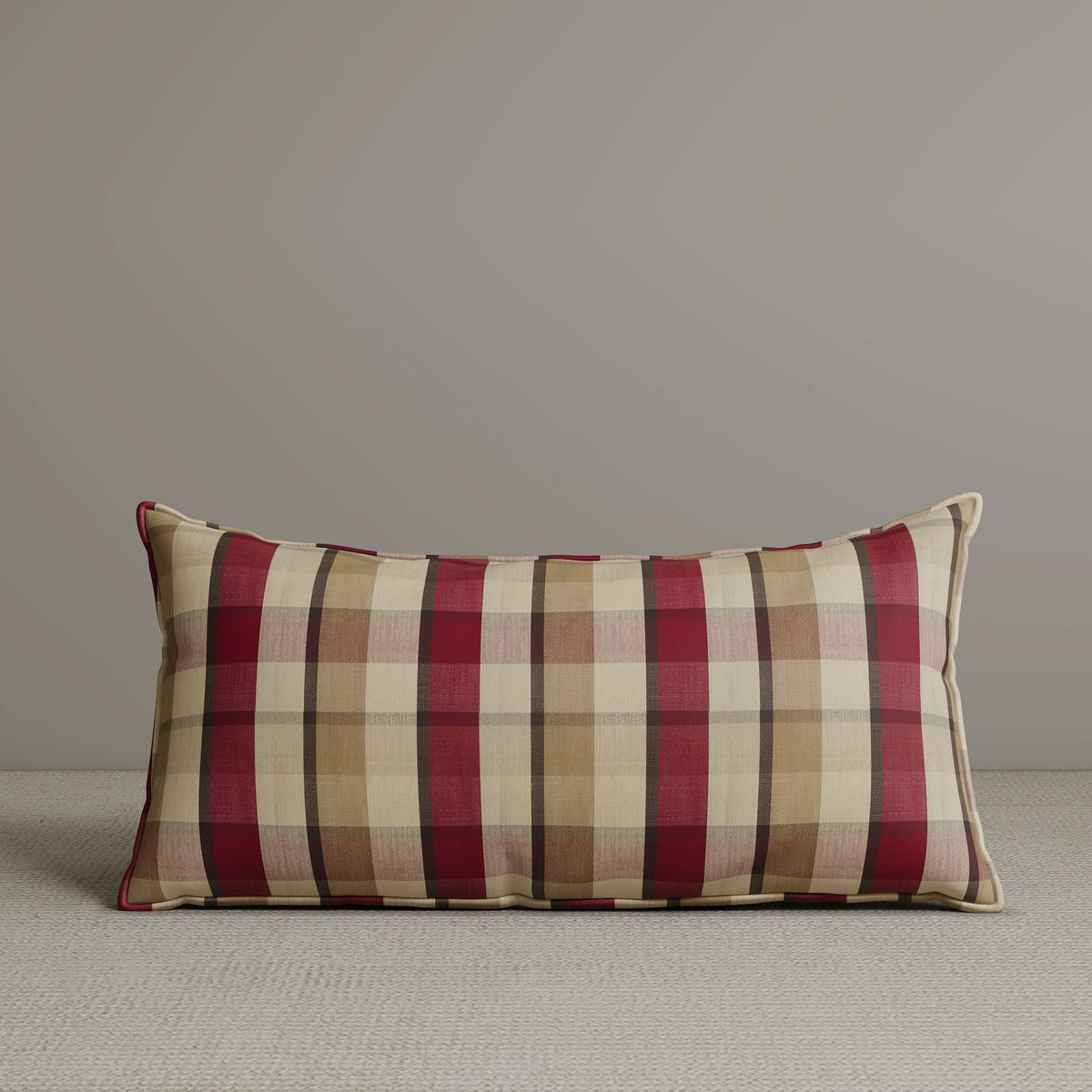 Exclusive Waist Cushion in Red Checkered Cotton Linen, 56*27*12 CM Cottonfy UK 1 PC In Stock 