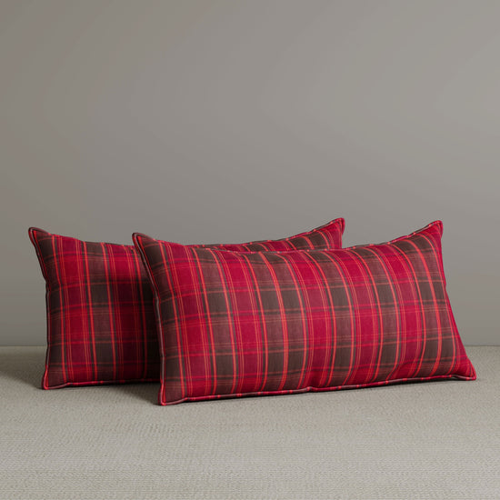 Exclusive Waist Cushion in Garnet Red Checkered Cotton Linen, 56*27*12 CM Cottonfy UK 2 PCS In Stock 