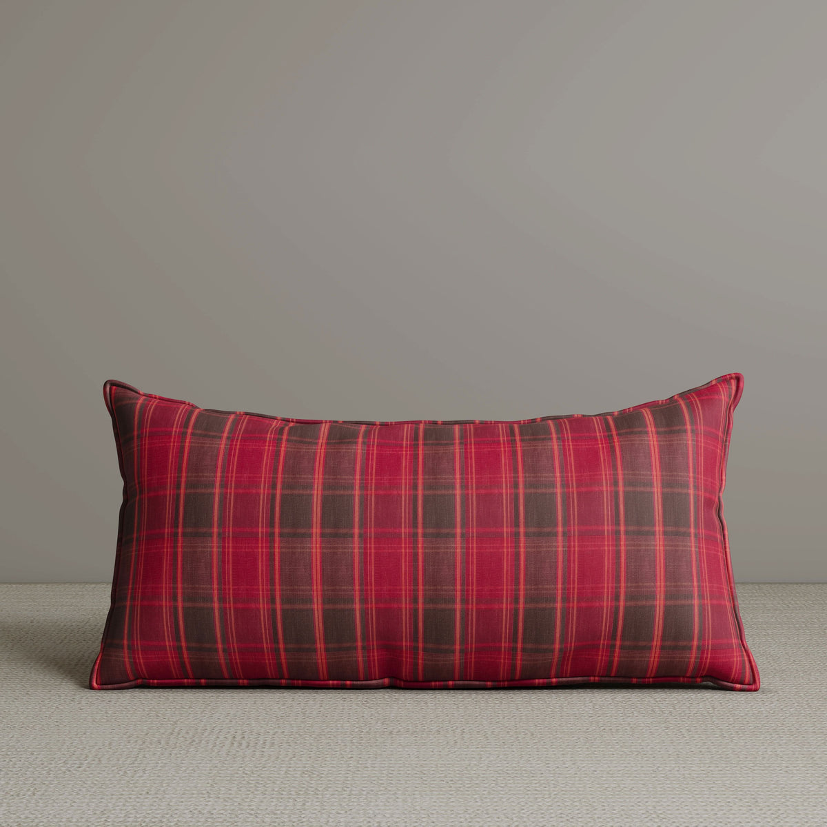 Exclusive Waist Cushion in Garnet Red Checkered Cotton Linen, 56*27*12 CM Cottonfy UK 1 PC In Stock 