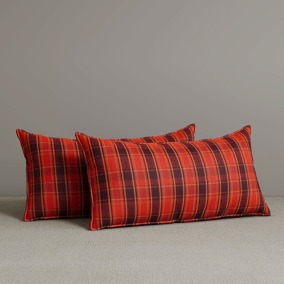 Exclusive Waist Cushion in Autumn Spice Checkered Cotton Linen, 56*27*12 CM Cottonfy UK 2 PCS In Stock 
