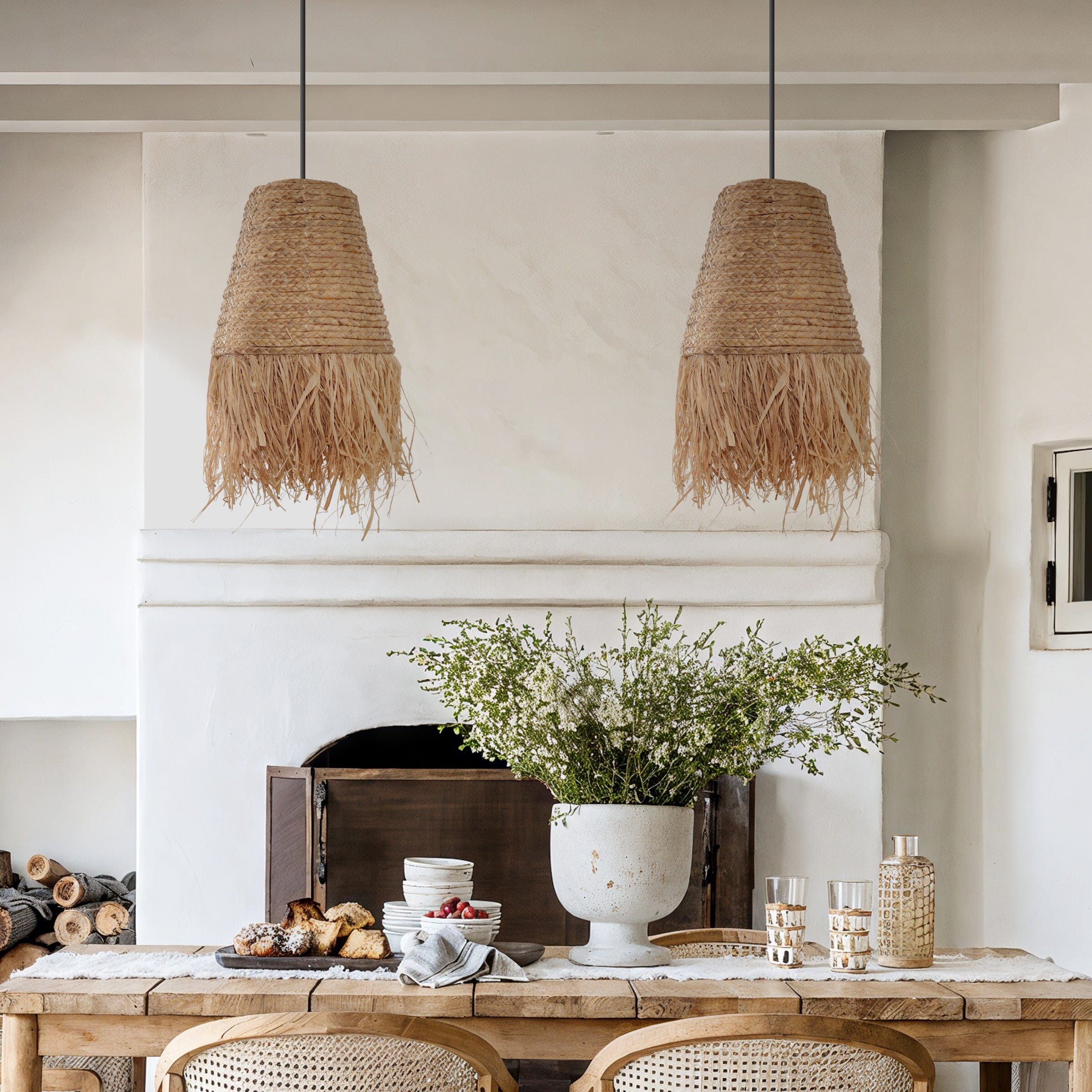 Living Nest UK Zen Wabi-Sabi Woven Pendant Light with Natural Grass Texture Living Nest UK 2 unit