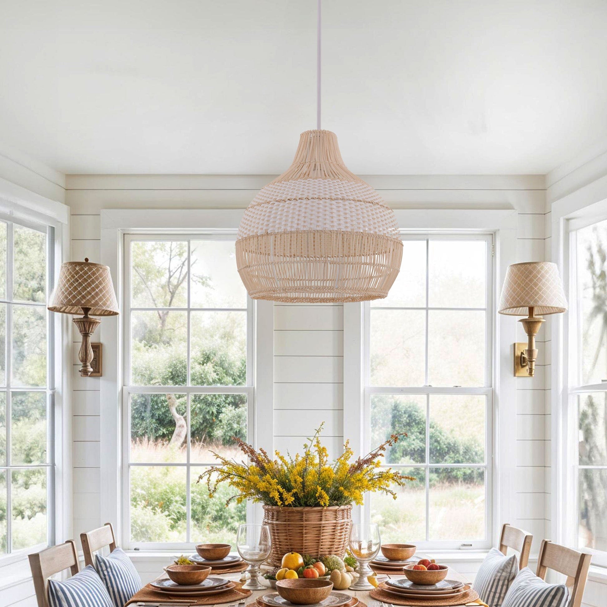 Living Nest UK Handwoven Rattan Pendant Light for Kitchen and Boho-Style Interiors Living Nest UK S