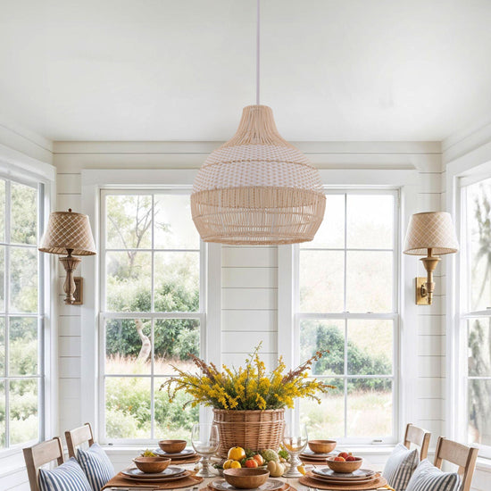 Living Nest UK Handwoven Rattan Pendant Light for Kitchen and Boho-Style Interiors Living Nest UK S