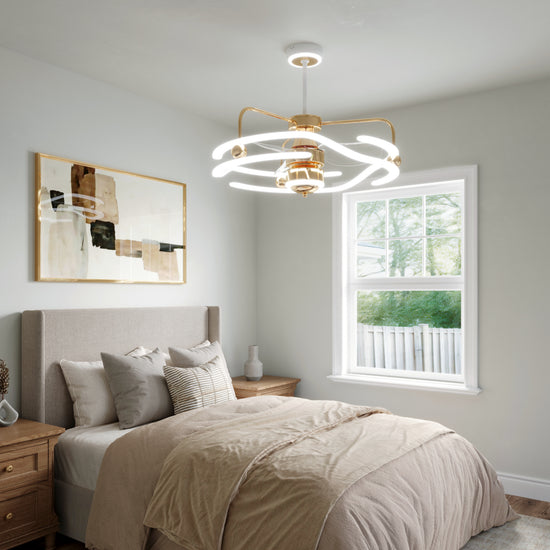 Modern Ceiling Fan Light with Remote Control Low-Noise Adjustable Fan Light