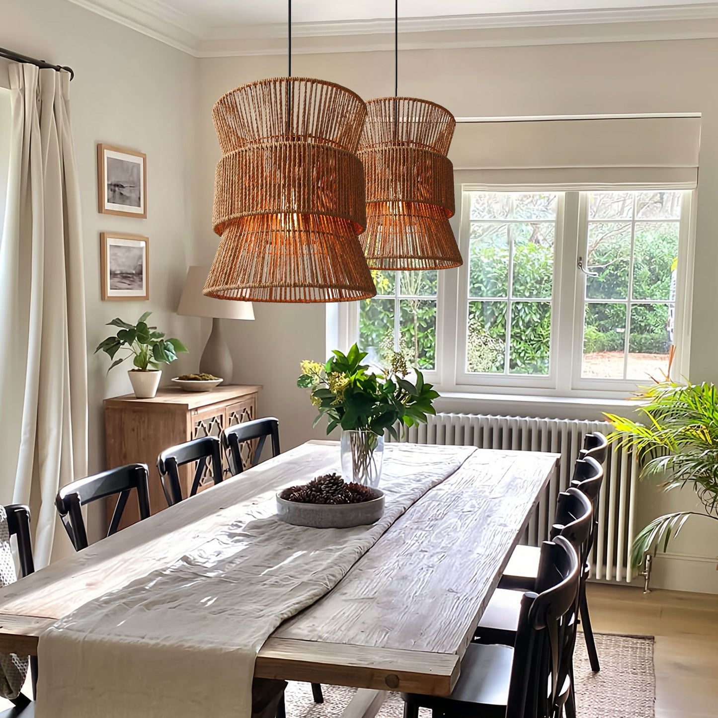 Living Nest UK Artisanal Handwoven Eco-Friendly Circular Pendant Light Living Nest UK