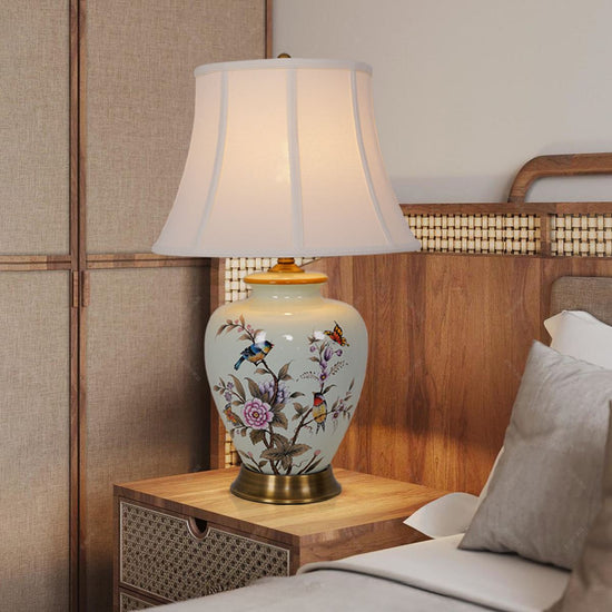 Living Nest UK Vintage Ceramic Floral Table Lamp with Copper Base for Bedside and Table Lighting Living Nest UK