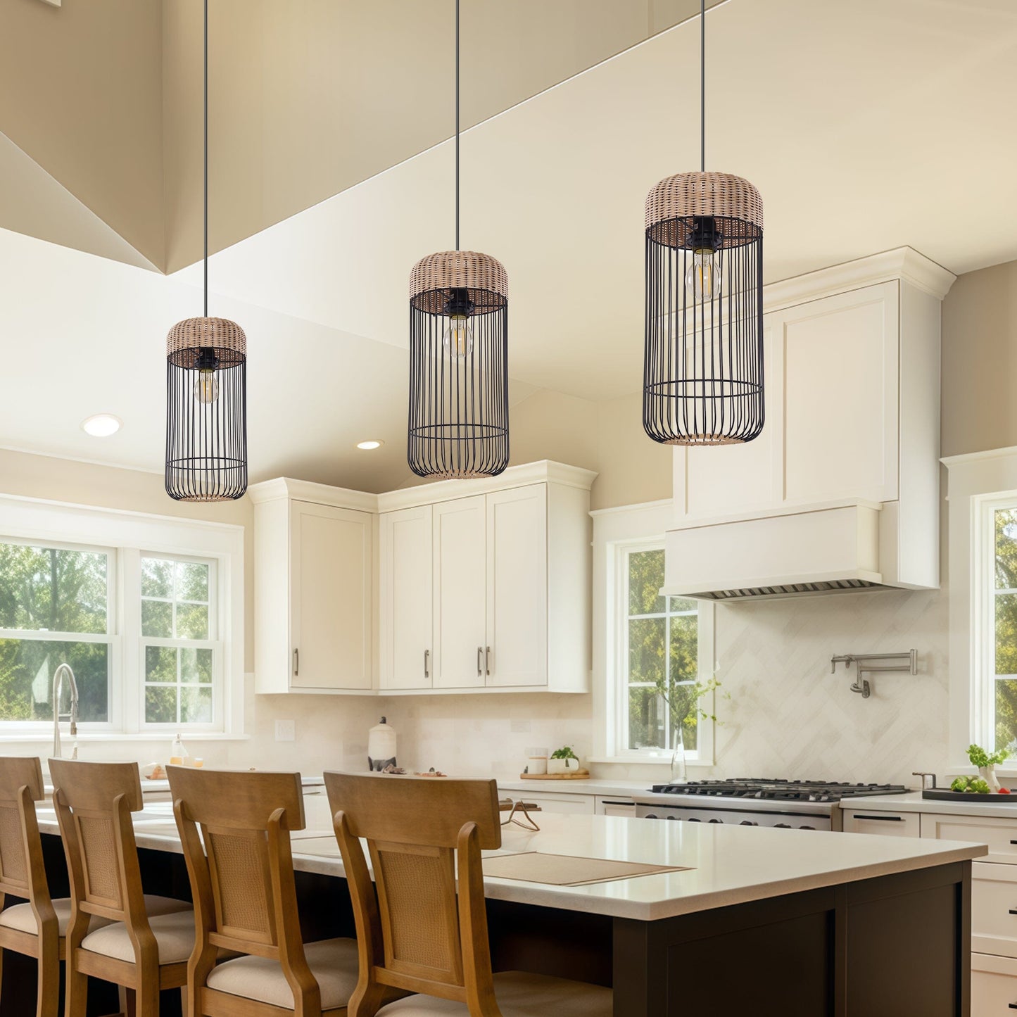 Lightsin Woven Rattan Cylinder Pendant Light for Warm and Inviting Spaces Lightsin UK 
