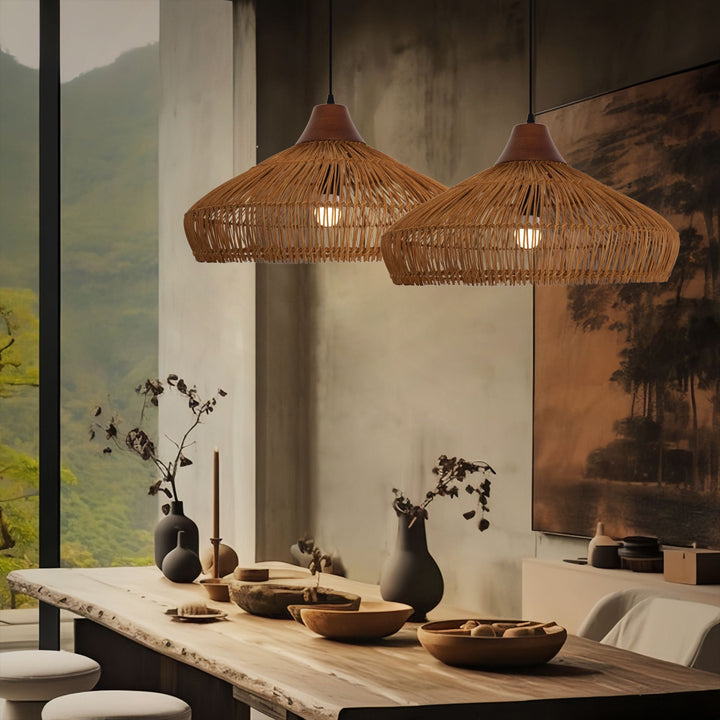 Living Nest UK Bell-Shaped Handcrafted Bamboo Kitchen Pendant Lighting Living Nest UK