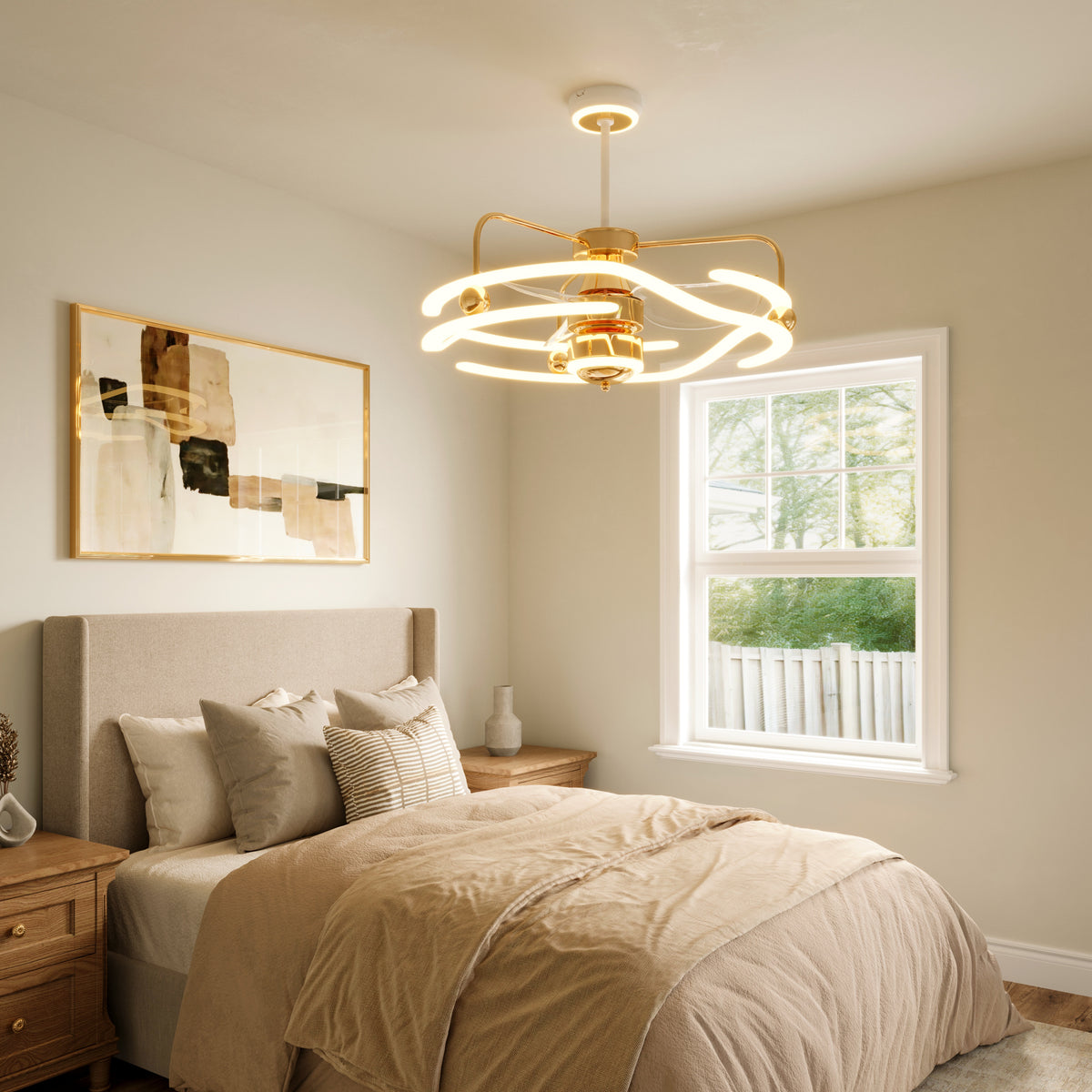 Modern Ceiling Fan Light with Remote Control Low-Noise Adjustable Fan Light
