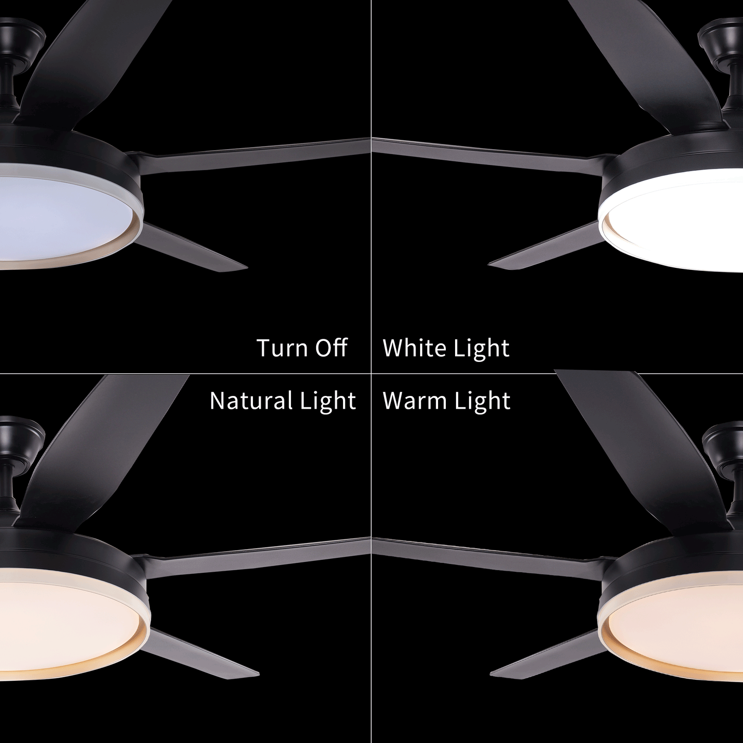 Living Nest UK Modern Smart Black Ceiling Fan Light with Remote and 6 Speeds Living Nest UK