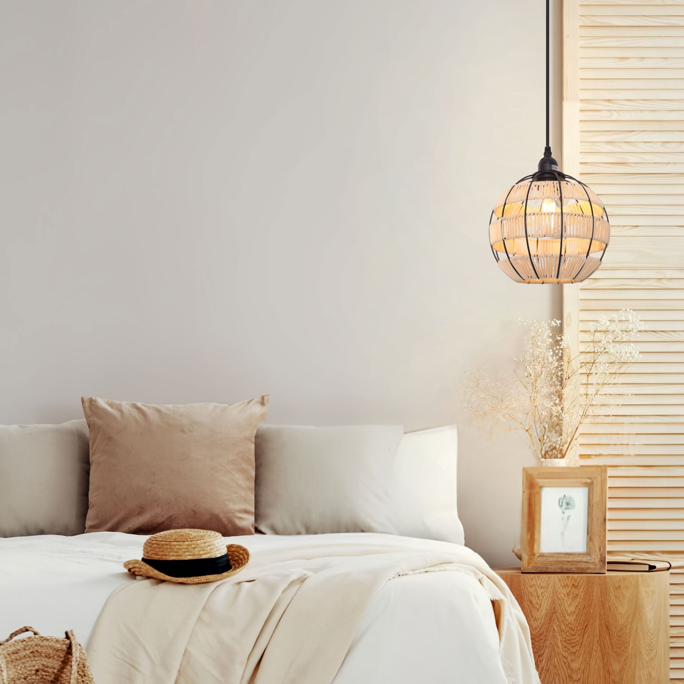 Living Nest UK Woven Sphere Pendant Light for Cozy Natural Elegance Living Nest UK