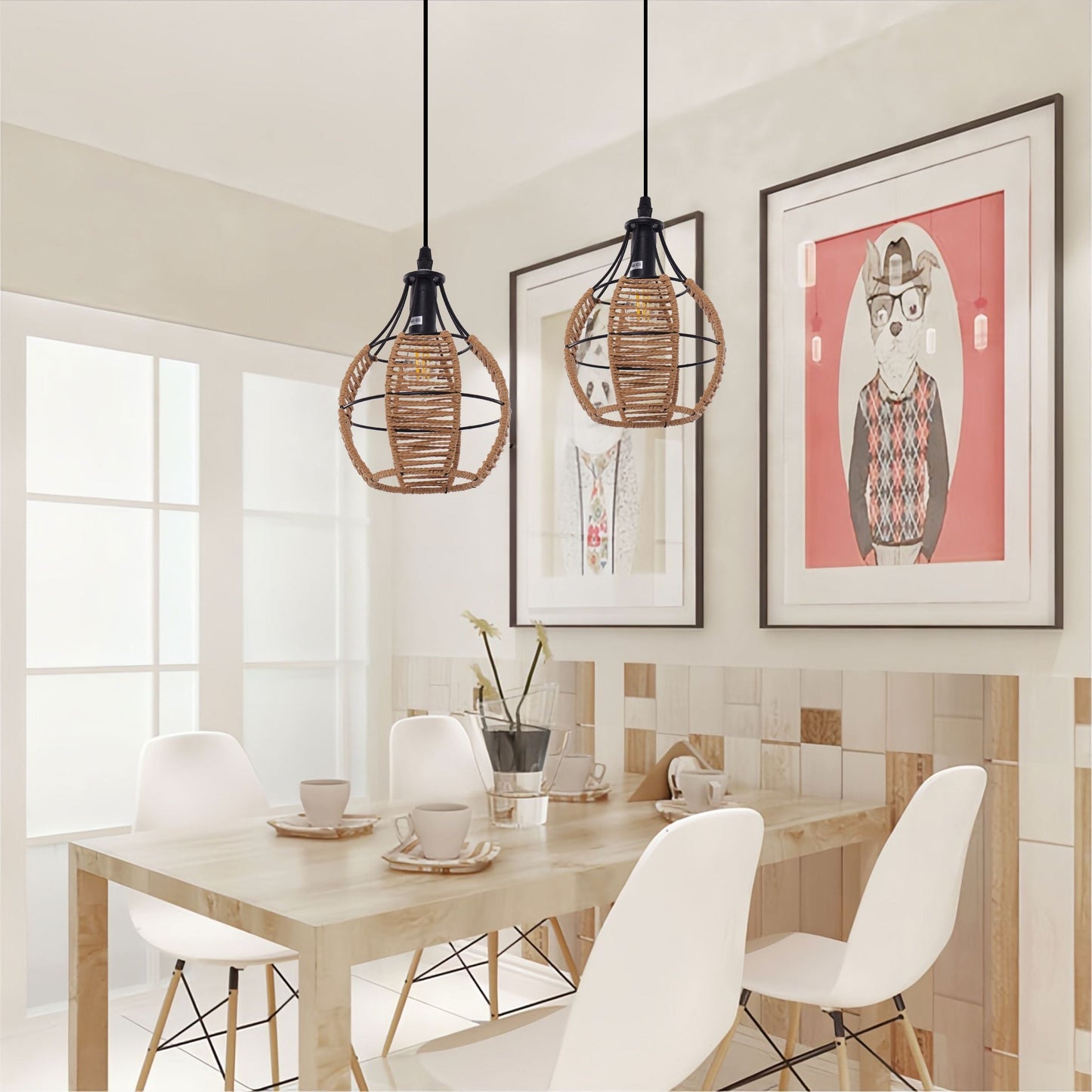 Living Nest UK Woven Paper Rope Pendant Light for Cozy Elegance and Timeless Charm Living Nest UK