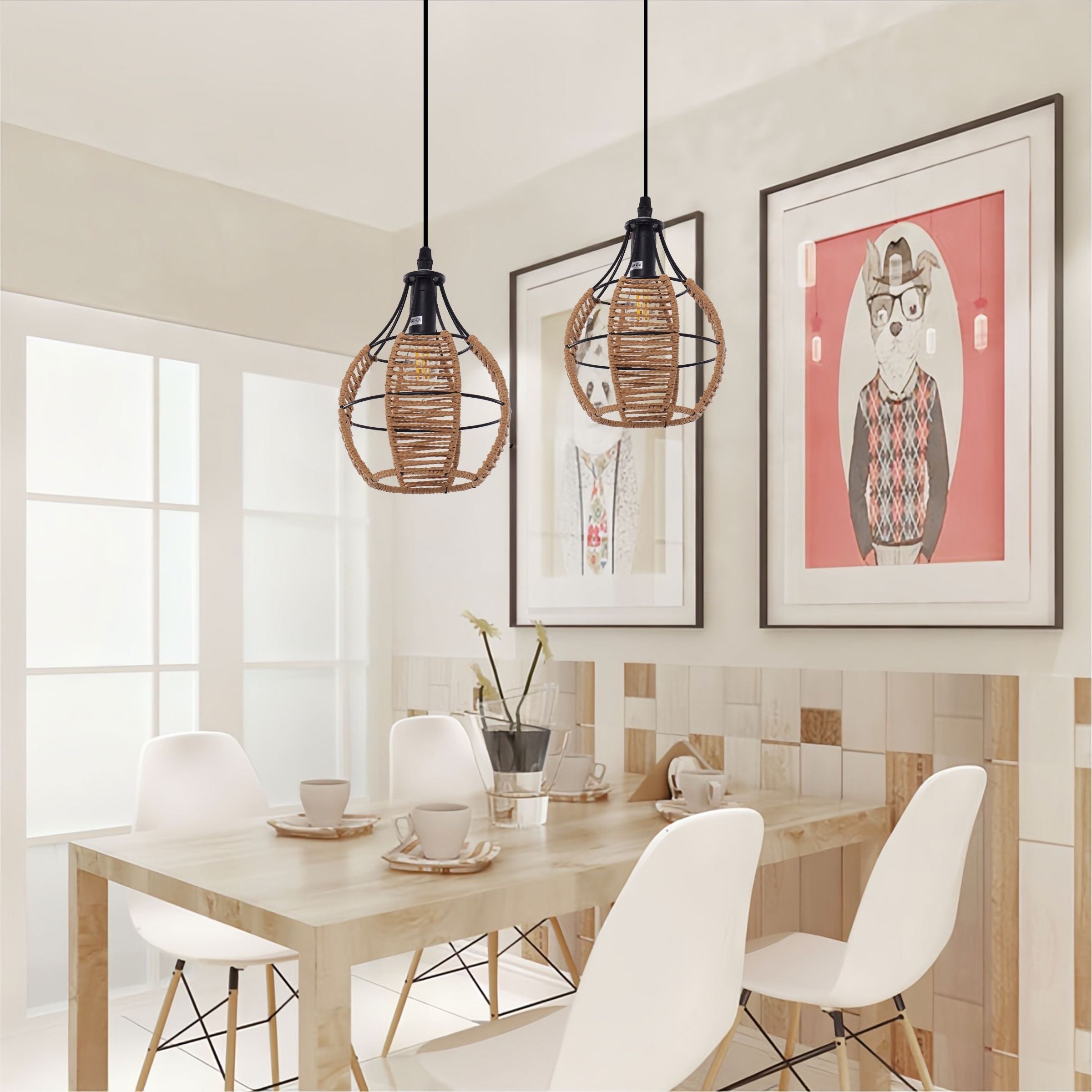 Living Nest UK Woven Paper Rope Pendant Light for Cozy Elegance and Timeless Charm Living Nest UK