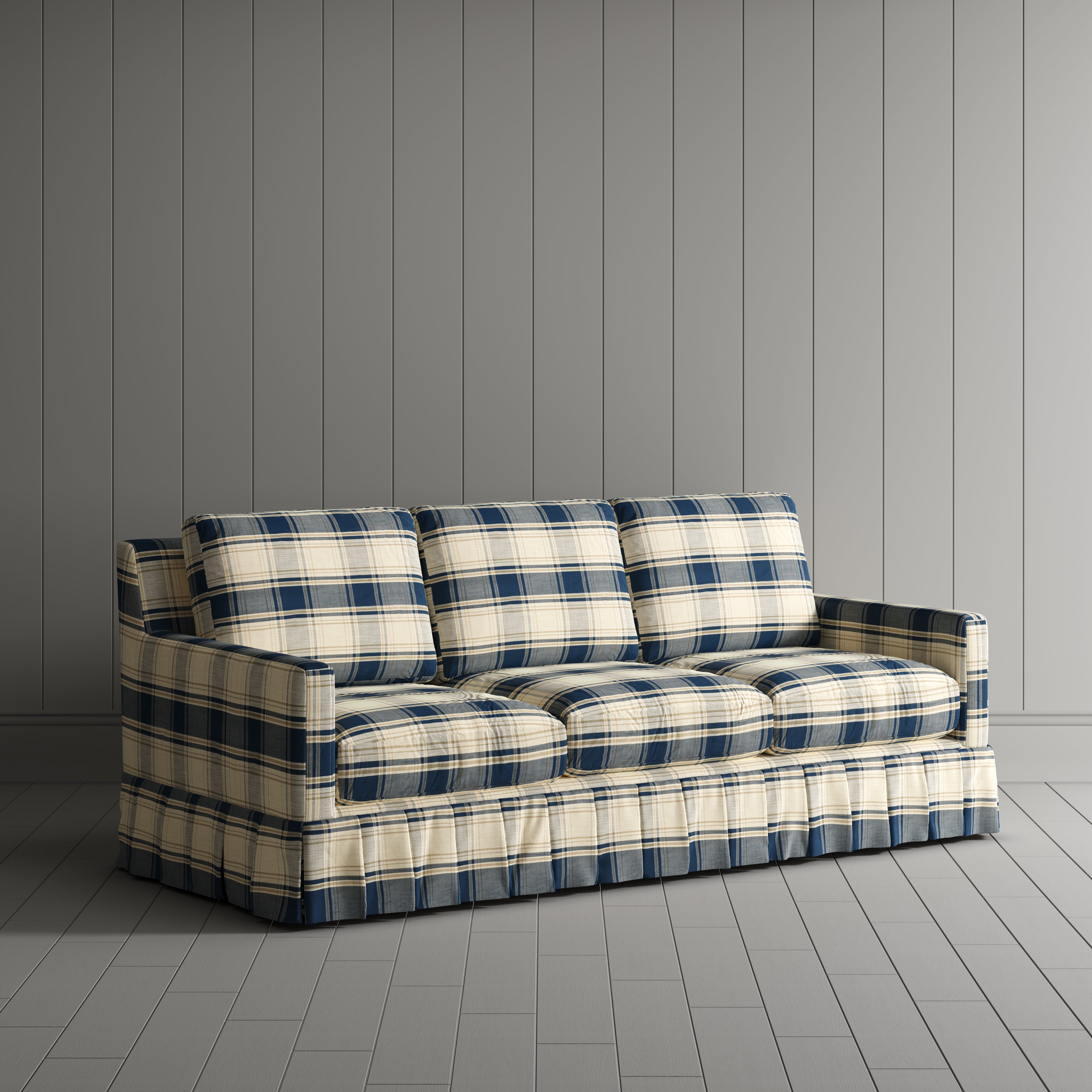 Country Check Sofa with Removable Skirted Covers