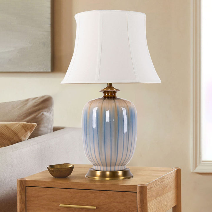 Living Nest UK Artisan Blue Brushed Glaze Ceramic Table Lamp Decorative Lighting Living Nest UK