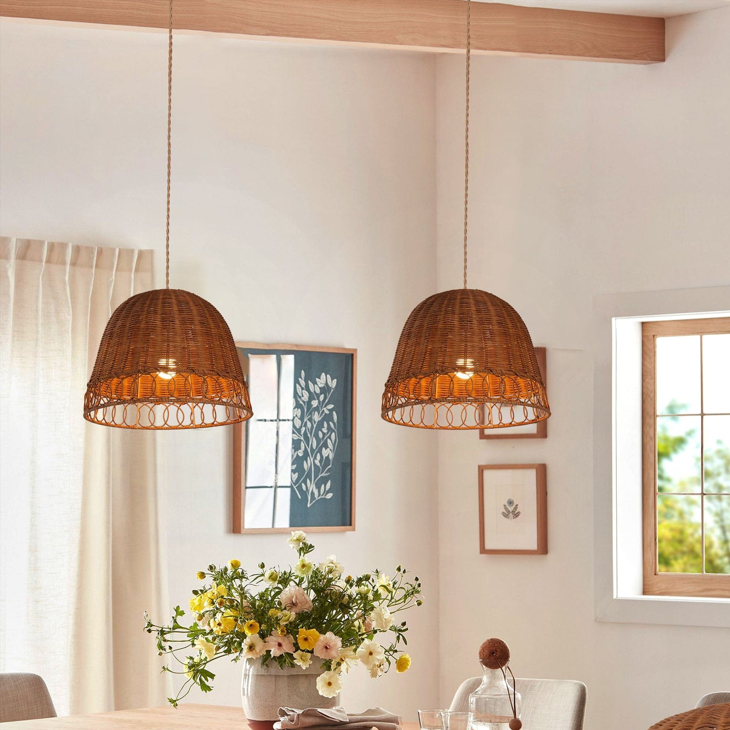 Living Nest UK Handwoven Rattan Pendant Light for Cozy Living Spaces Living Nest UK In Stock