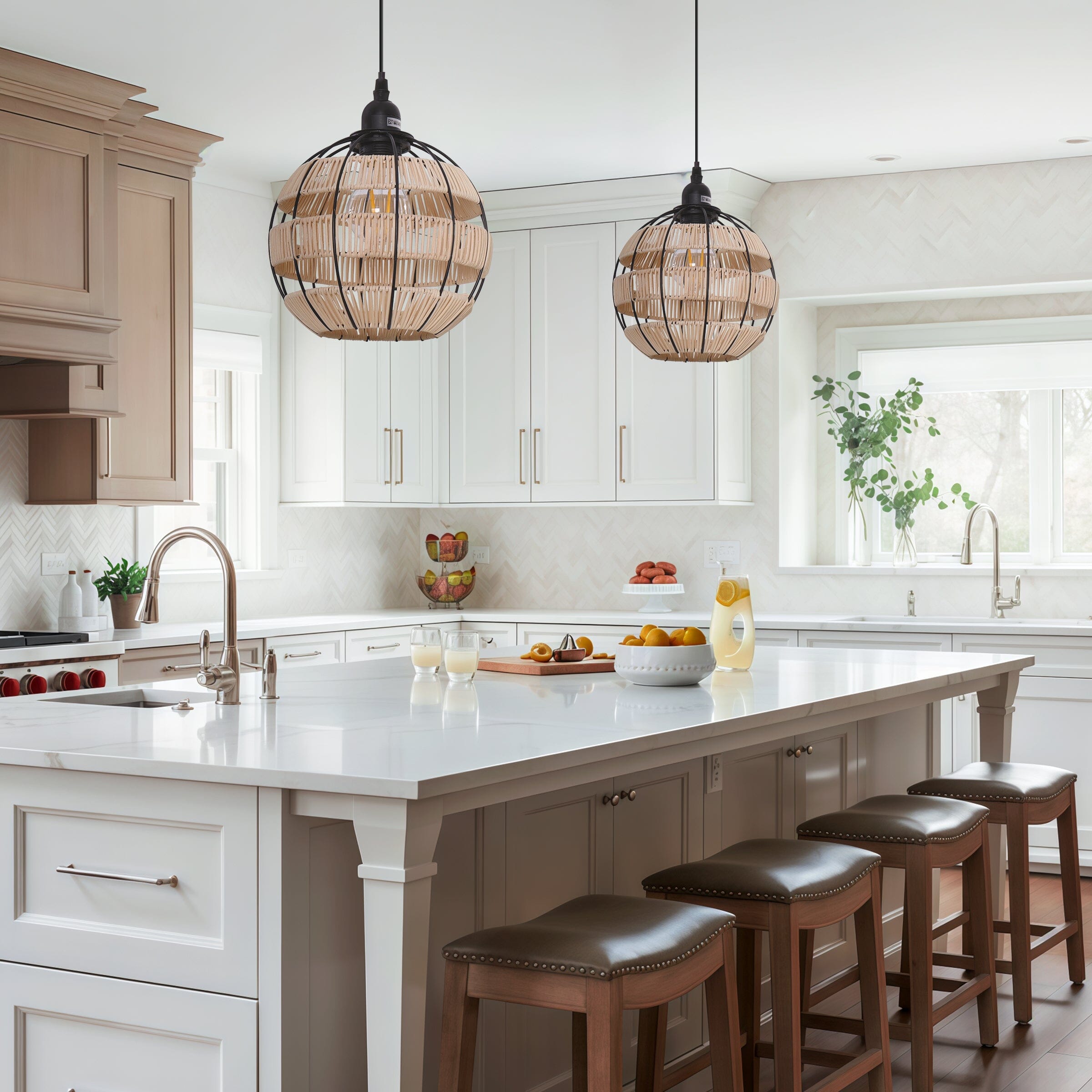 Living Nest UK Woven Sphere Pendant Light for Cozy Natural Elegance Living Nest UK