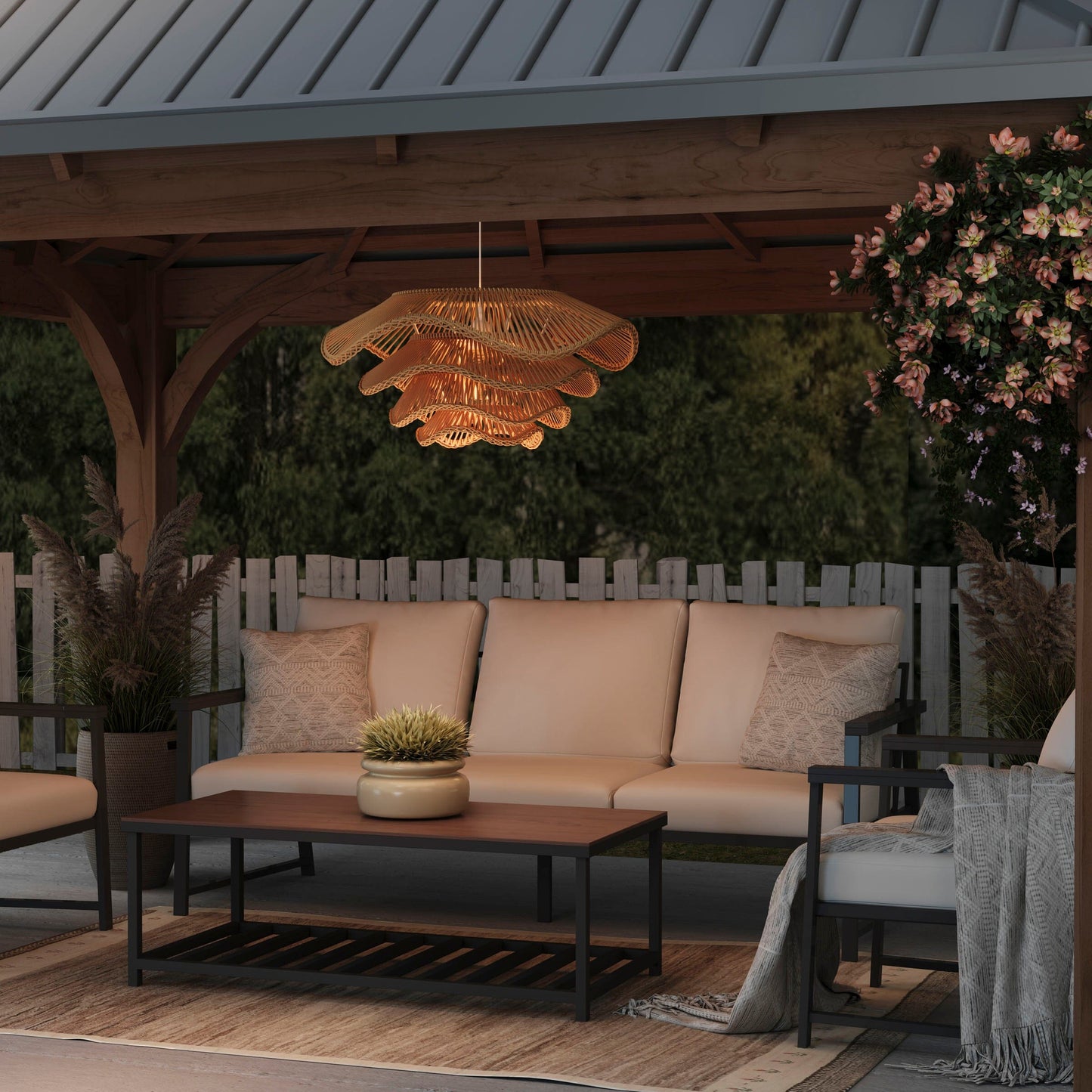 Lightsin Multi-tiered rattan pendant lamp Lightsin UK 
