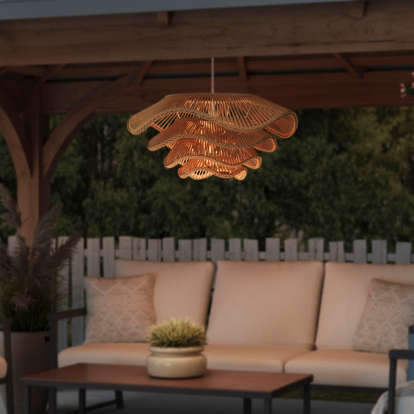 Lightsin Multi-tiered rattan pendant lamp Lightsin UK 