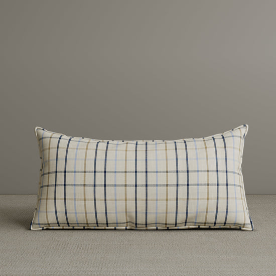 Exclusive Waist Cushion in Light Blue Checkered Cotton Linen, 56*27*12 CM