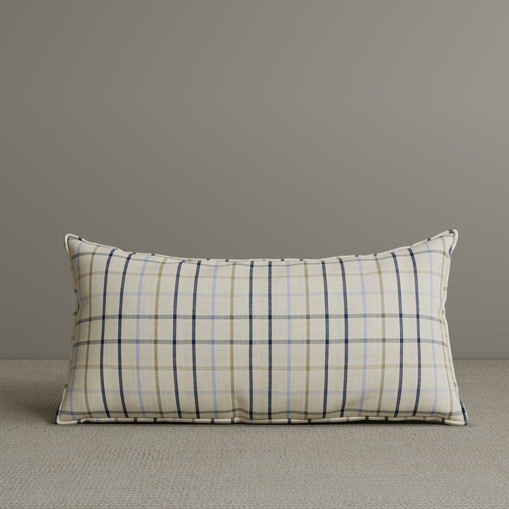 Exclusive Waist Cushion in Light Blue Checkered Cotton Linen, 56*27*12 CM