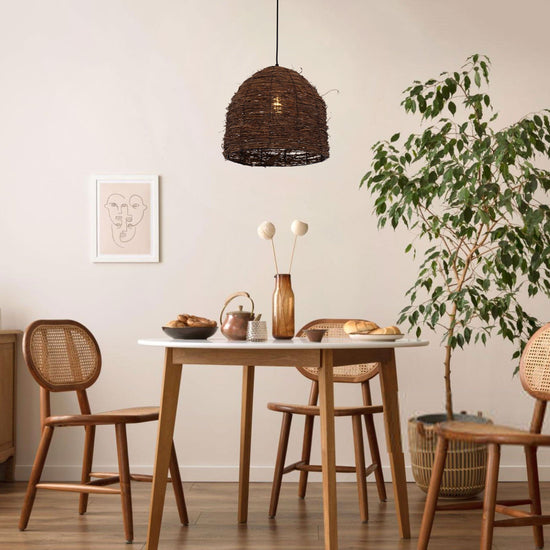 Living Nest UK Rustic Woven Rattan Dome Pendant Light for Cozy Interiors Living Nest UK