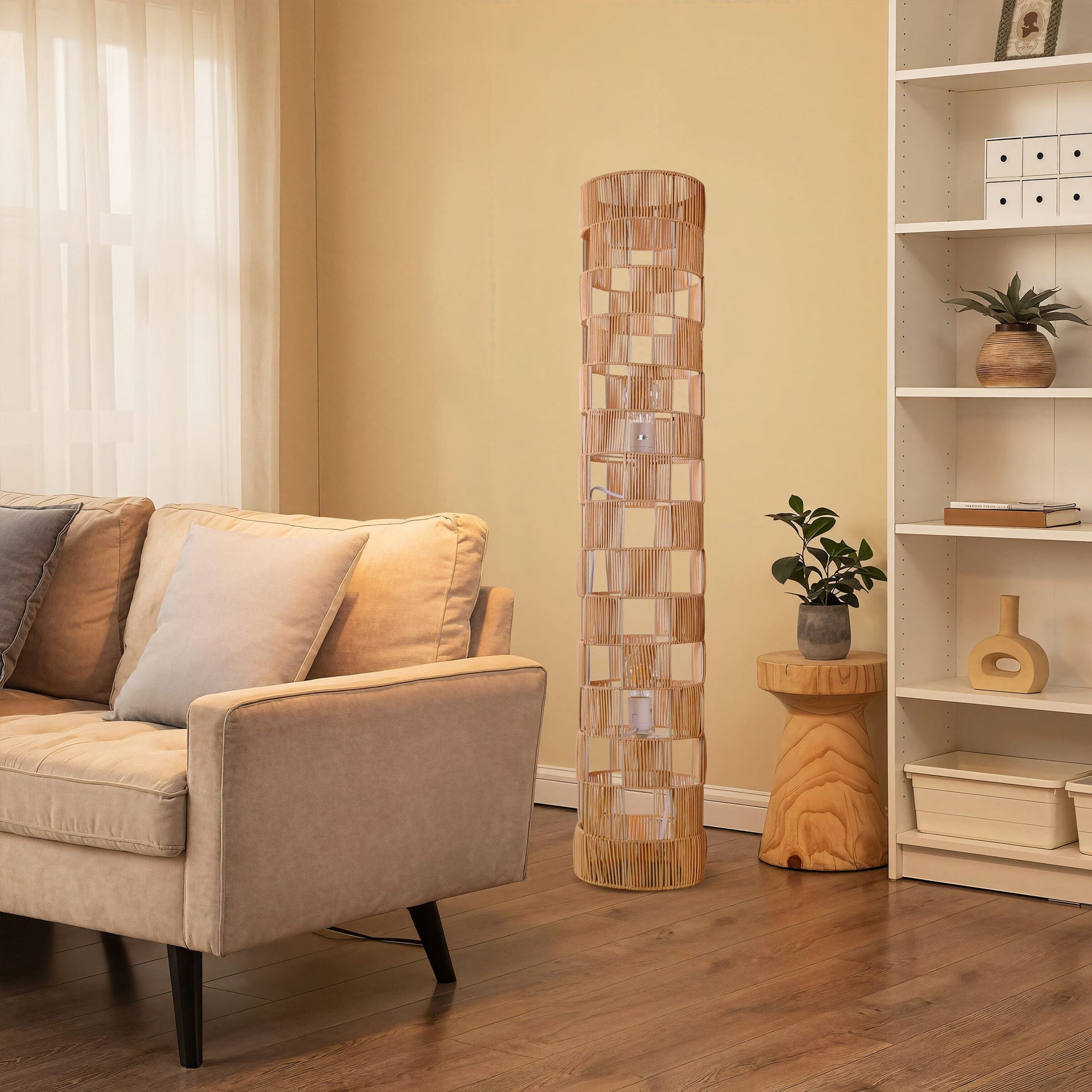 Lightsin Minimalist Square Hollow Rattan Floor Lamp Lightsin UK 