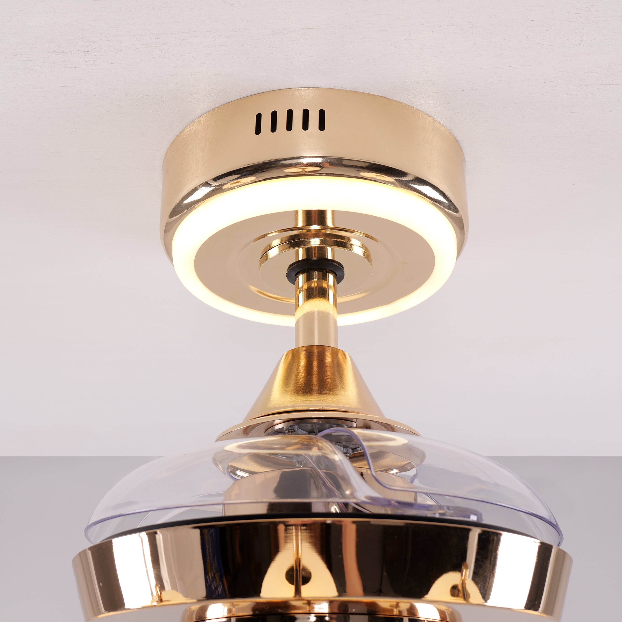 Ceiling Fan Light with 6-Speed Control in Copper and Acrylic