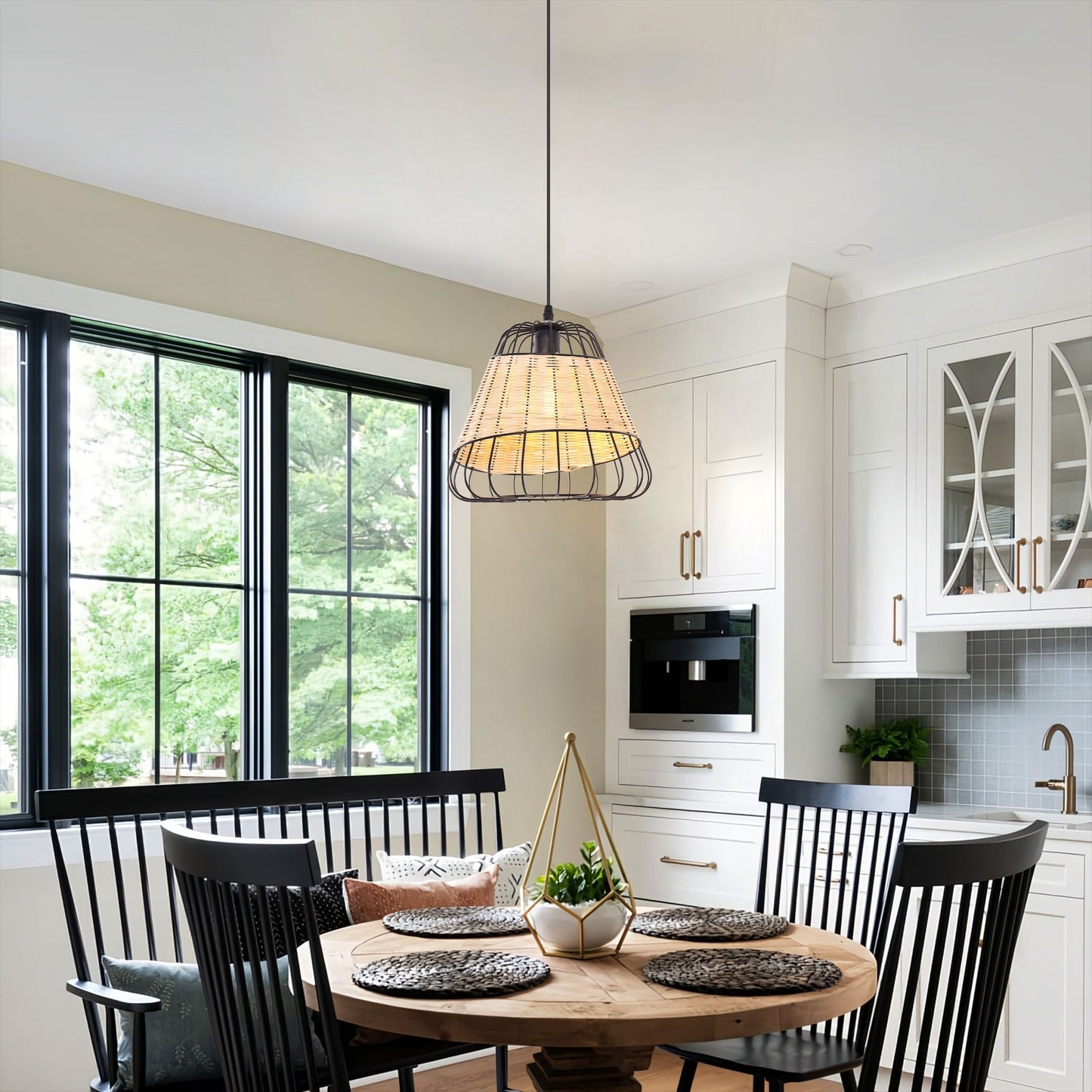Living Nest UK Bell-Shaped Rattan Pendant Light for Timeless Rustic Elegance Living Nest UK