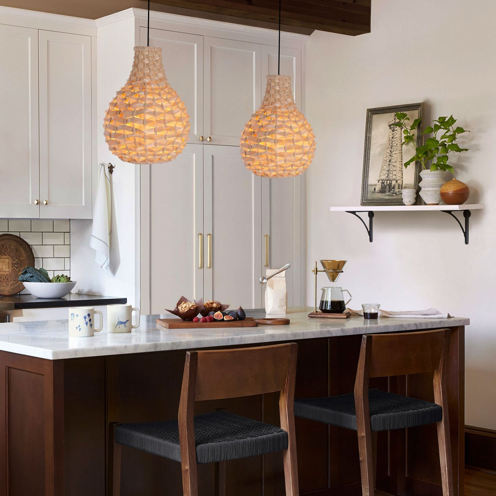 Living Nest UK Bamboo Hand-Weaving Pendant Light Natural Art Lighting Fixture Living Nest UK